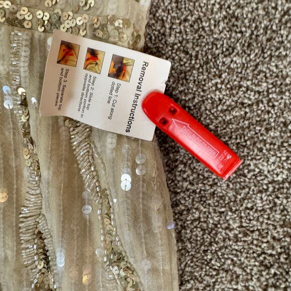 Mac Duggal NWT Women's 14 Sequined V Neck Flutter Sleeve Tea Length Dress 93591 - Picture 10 of 16